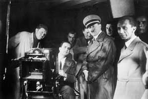Hitler, Goebbels and others watch filming at Ufa, 1935.